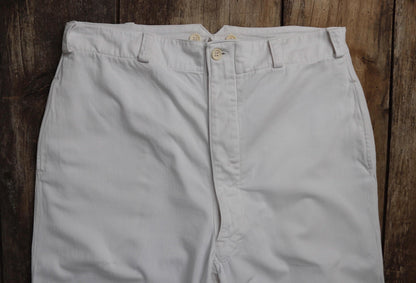 Vintage 1940s French white cotton naval trousers - Marine Nationale - 33” x 30” - riviera beach