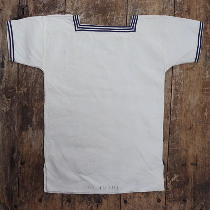 Vintage 1940s French linen sailor shirt - Marine Nationale - naval jumper - military workwear - 37” chest