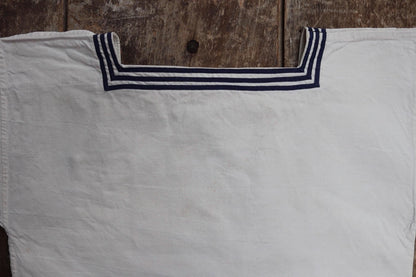 Vintage 1940s French linen sailor shirt - Marine Nationale - naval jumper - military workwear - 37” chest