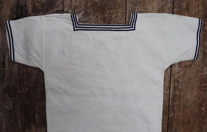 Vintage 1940s French linen sailor shirt - Marine Nationale - naval jumper - military workwear - 37” chest
