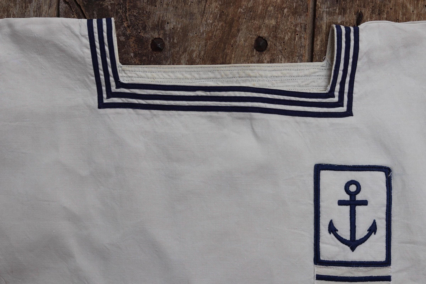 Vintage 1940s French linen sailor shirt - Marine Nationale - naval jumper - military workwear - 37” chest
