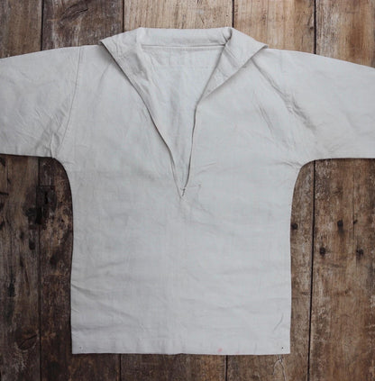 Vintage 1930s Royal Navy linen sailor shirt - navy duck working jumper - military workwear - 38" chest