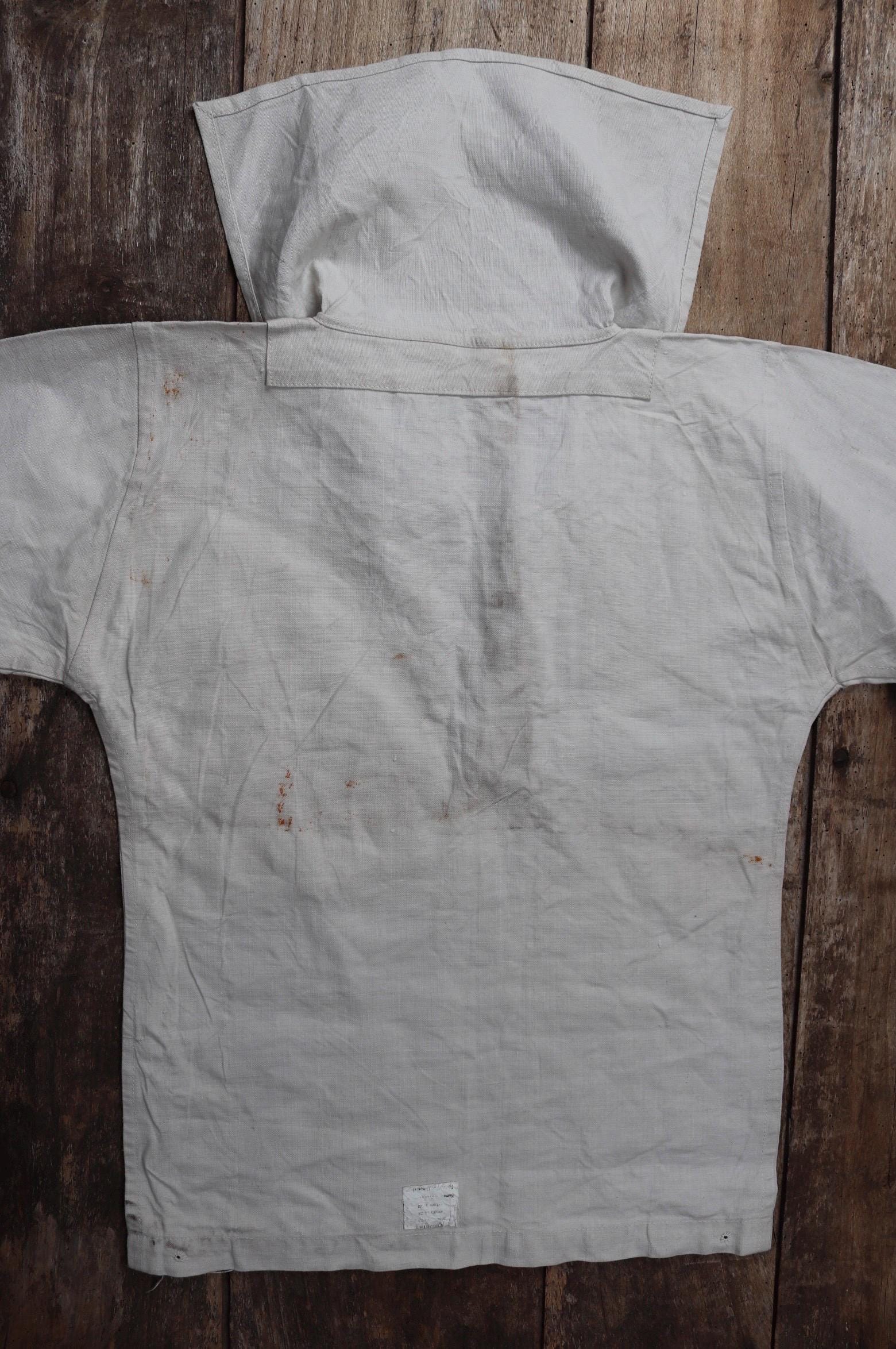 Vintage 1930s Royal Navy linen sailor shirt - navy duck working jumper - military workwear - 38" chest