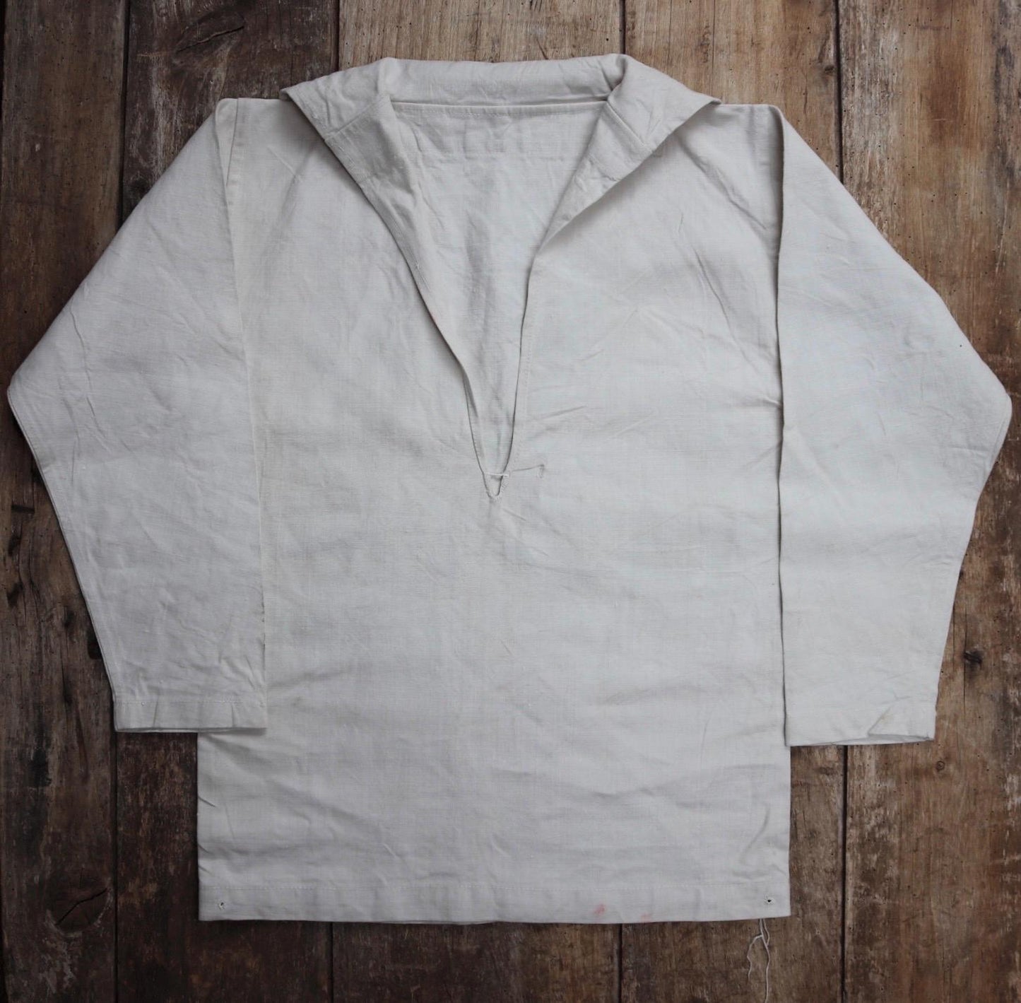 Vintage 1930s Royal Navy linen sailor shirt - navy duck working jumper - military workwear - 38" chest