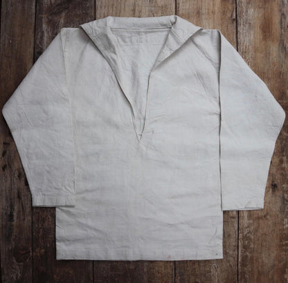 Vintage 1930s Royal Navy linen sailor shirt - navy duck working jumper - military workwear - 38" chest