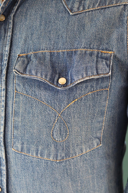 Vintage 1970s denim cowboy shirt - Penney’s Ranchcraft - Western style - 38" chest