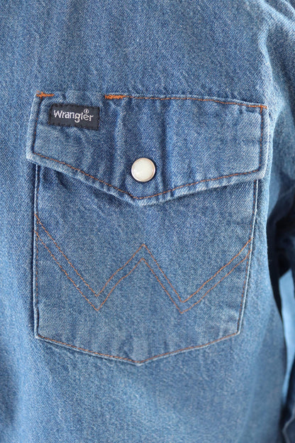 Vintage Wrangler denim shirt - cowboy - Western style - 47" chest