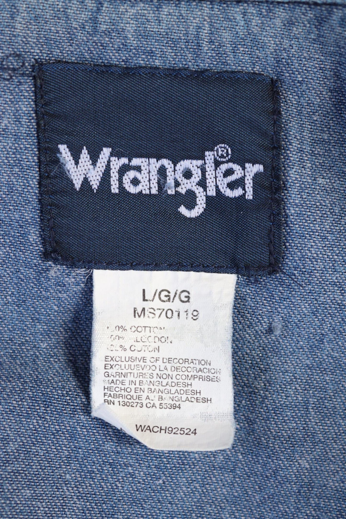 Vintage Wrangler denim shirt - cowboy - Western style - 47" chest