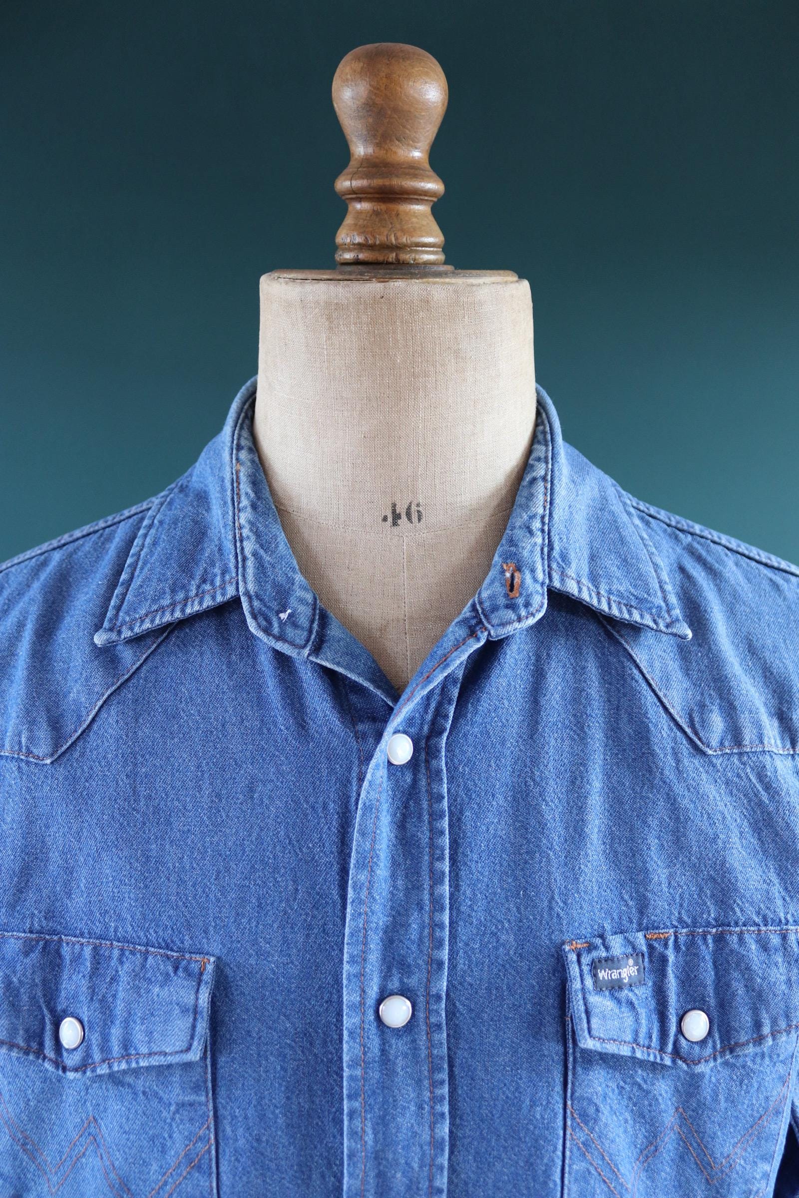 Vintage Wrangler denim shirt - cowboy - Western style - 47" chest