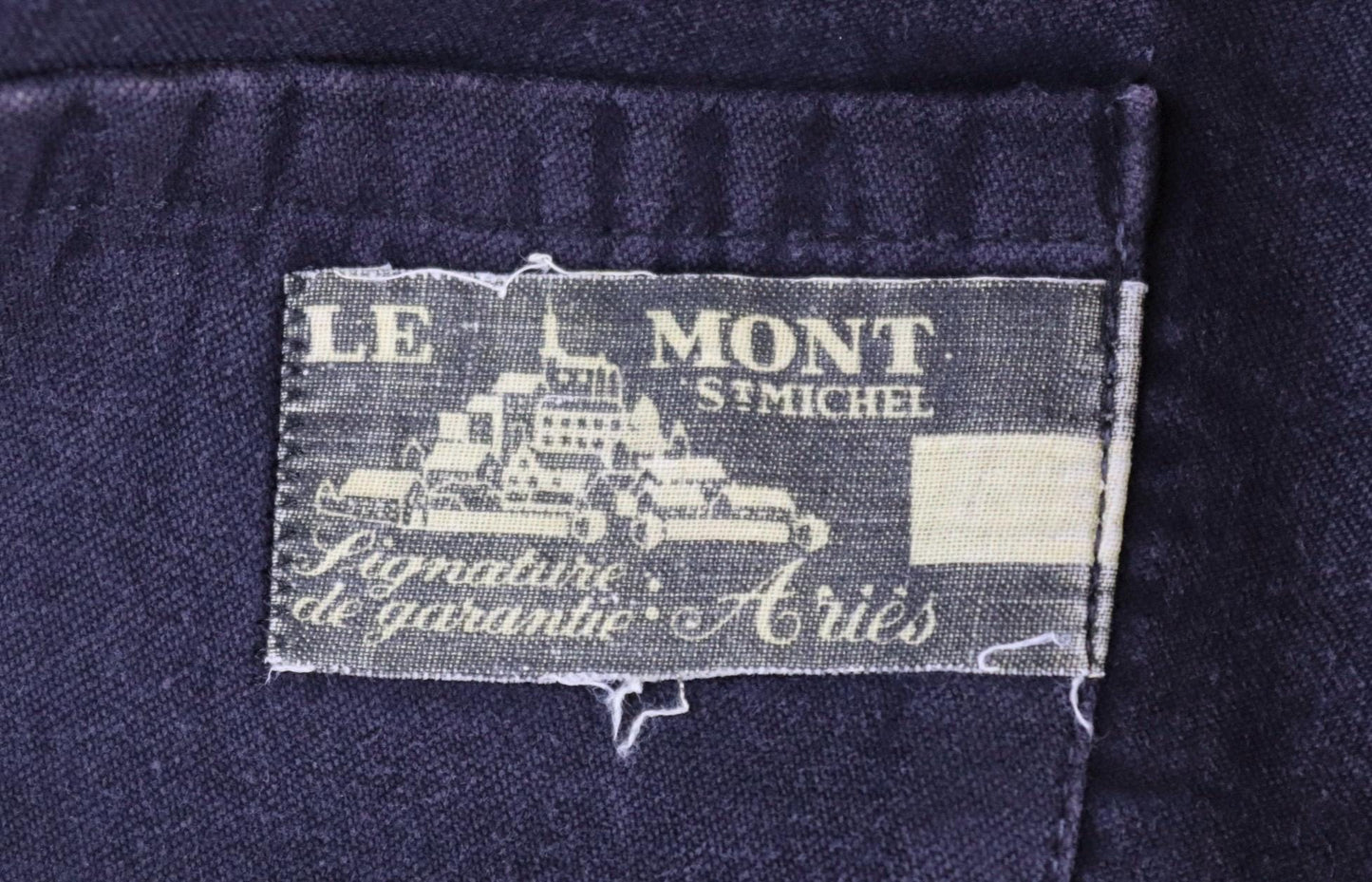 Vintage black moleskin chore jacket - Le Mont St Michel - 1950s French workwear coat - 41" chest