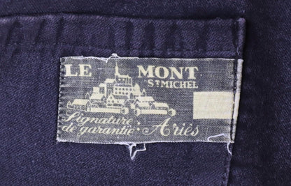 Vintage black moleskin chore jacket - Le Mont St Michel - 1950s French workwear coat - 41" chest