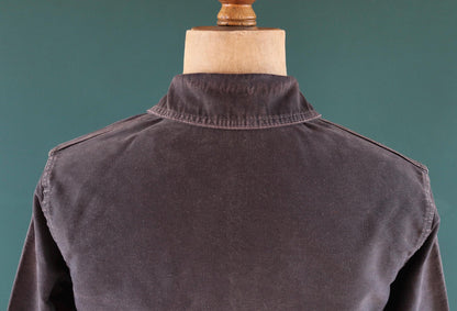 Vintage black moleskin chore jacket - Le Mont St Michel - 1950s French workwear coat - 41" chest