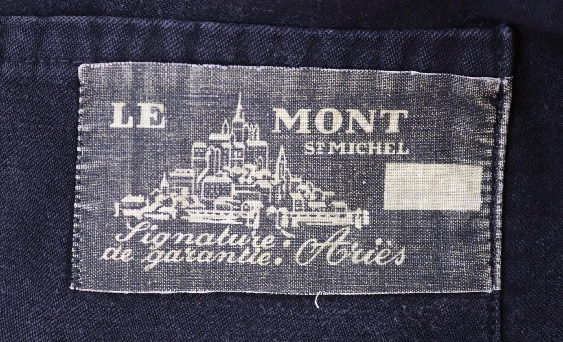 Vintage black moleskin chore jacket - Le Mont St Michel - 1940s French workwear coat - 42" chest