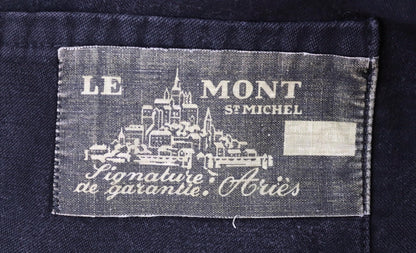 Vintage black moleskin chore jacket - Le Mont St Michel - 1940s French workwear coat - 42" chest