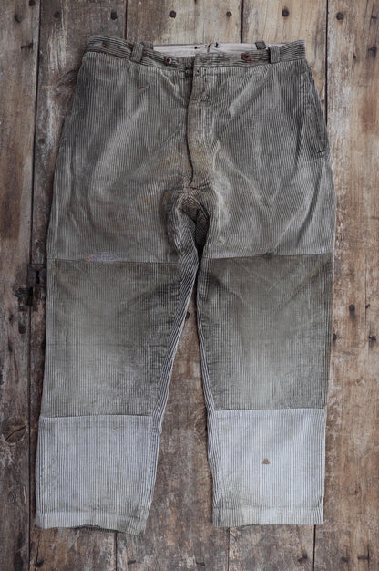 Vintage 1930s French workwear trousers - 1940s brown corduroy chore pants - buckle back - 36” x 28”