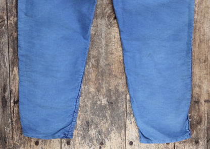 Vintage 1960s Le Mont St Michel overalls - French workwear dungarees - blue moleskin - 38” x 29”