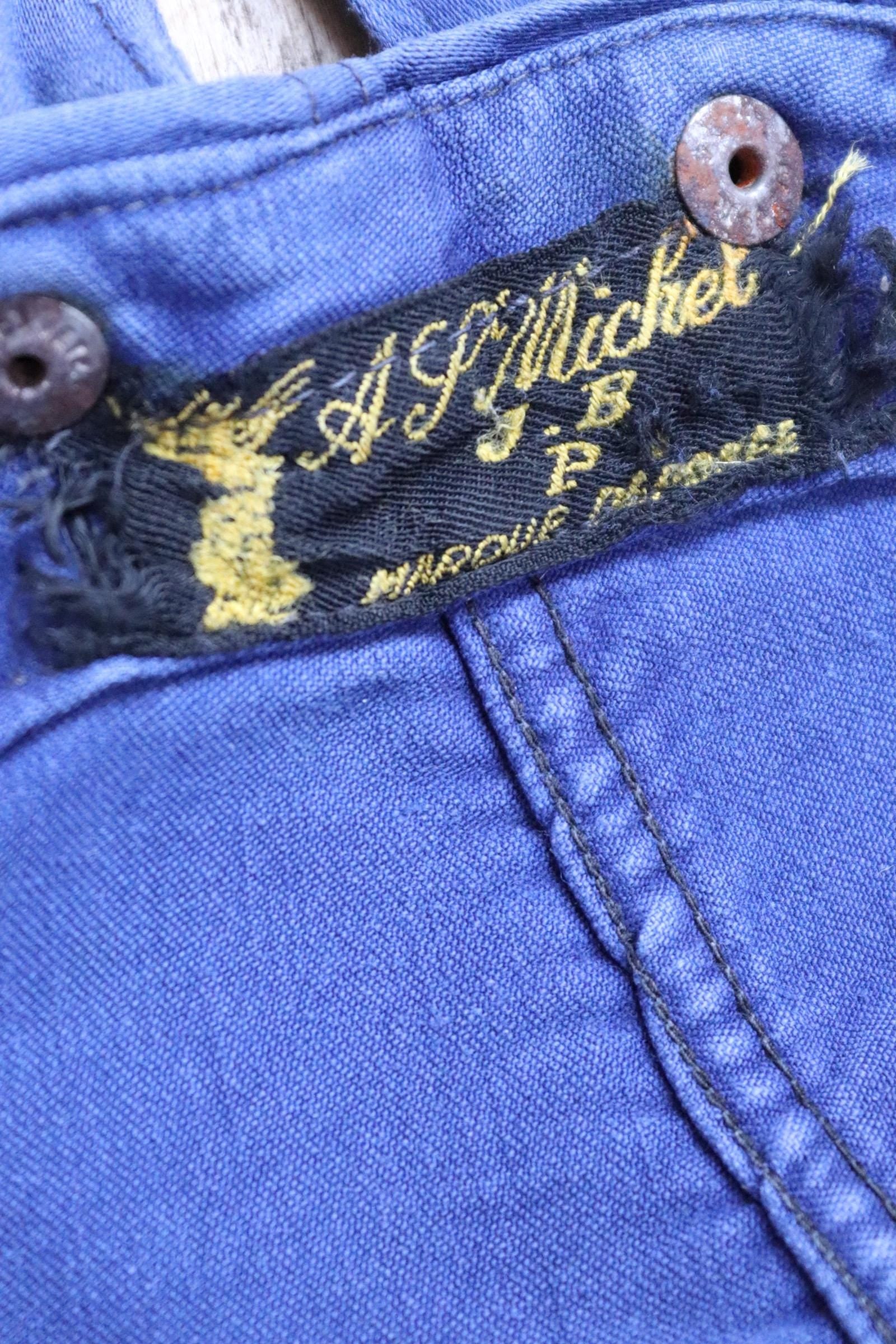 Vintage 1950s French moleksin overalls - workwear dungarees - 37” x 27”