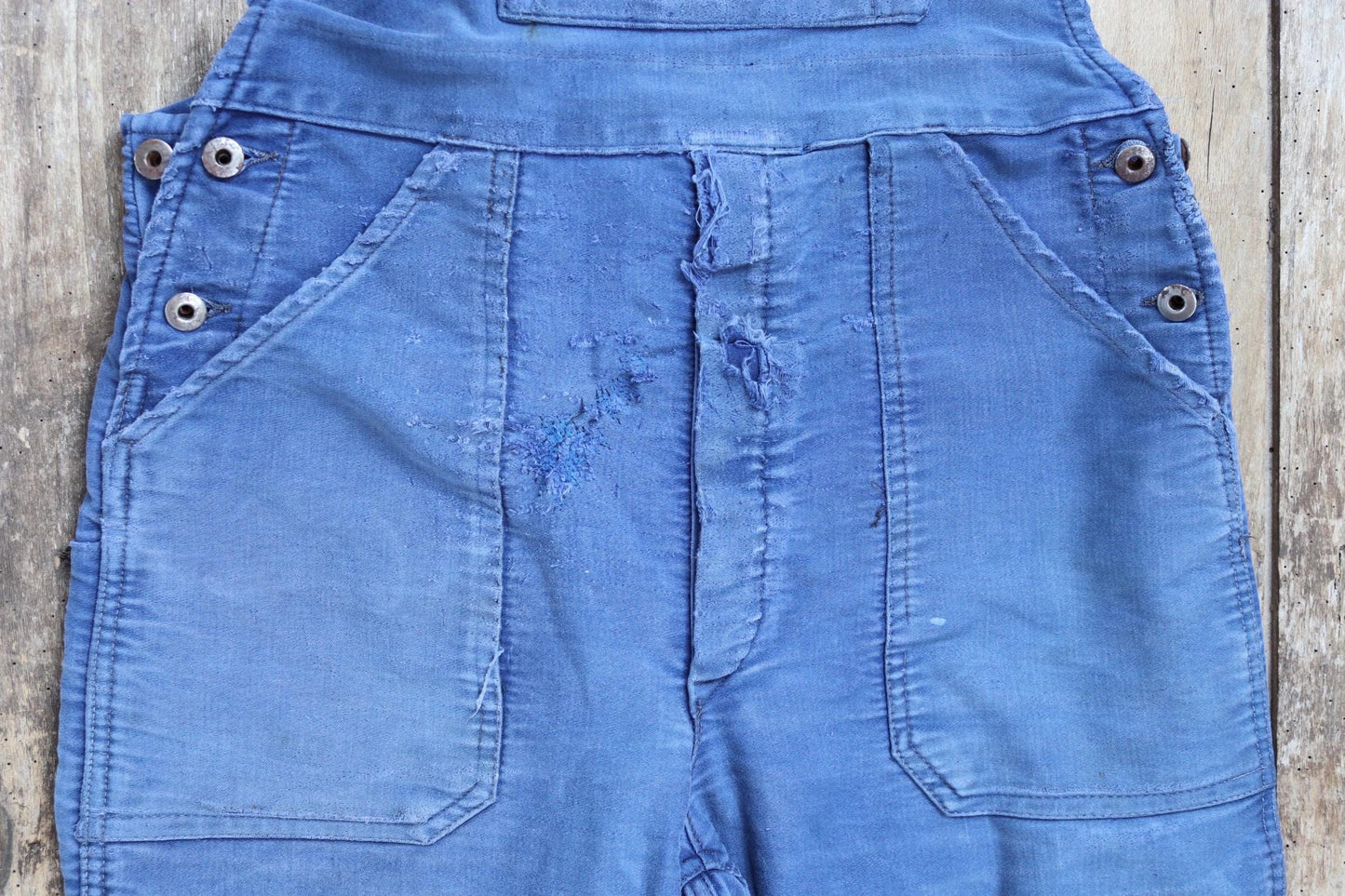 Vintage 1950s French moleksin overalls - workwear dungarees - 37” x 27”