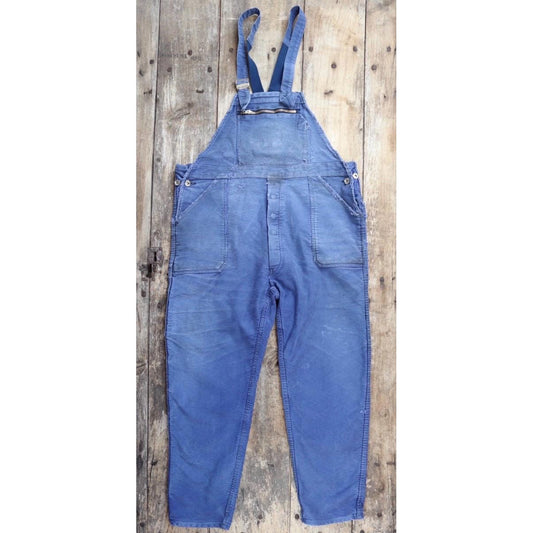Vintage 1960s French workwear overalls - Le Mont St Michel - moleskin dungarees - 42” x 28”