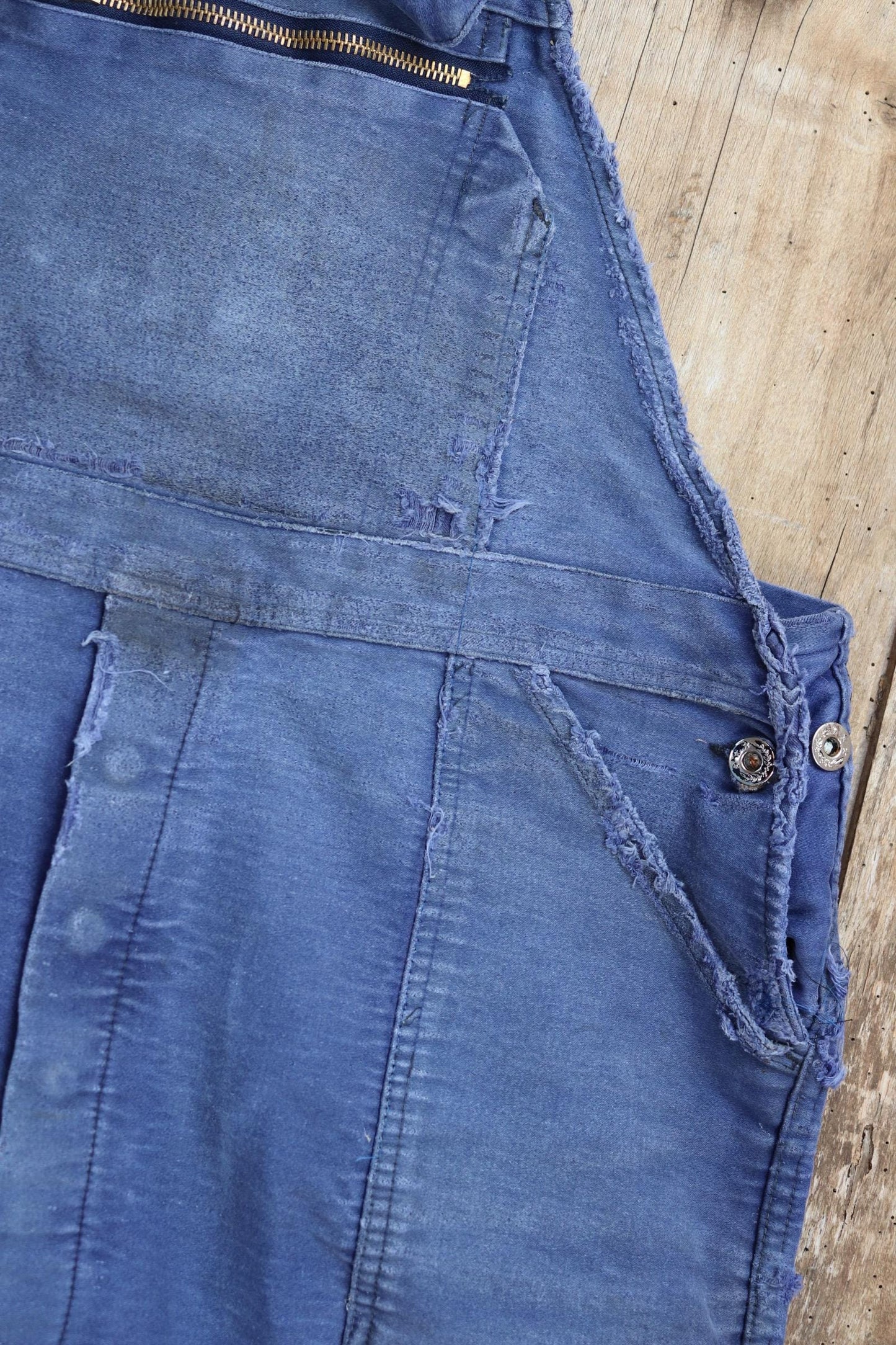 Vintage 1960s French workwear overalls - Le Mont St Michel - moleskin dungarees - 42” x 28”