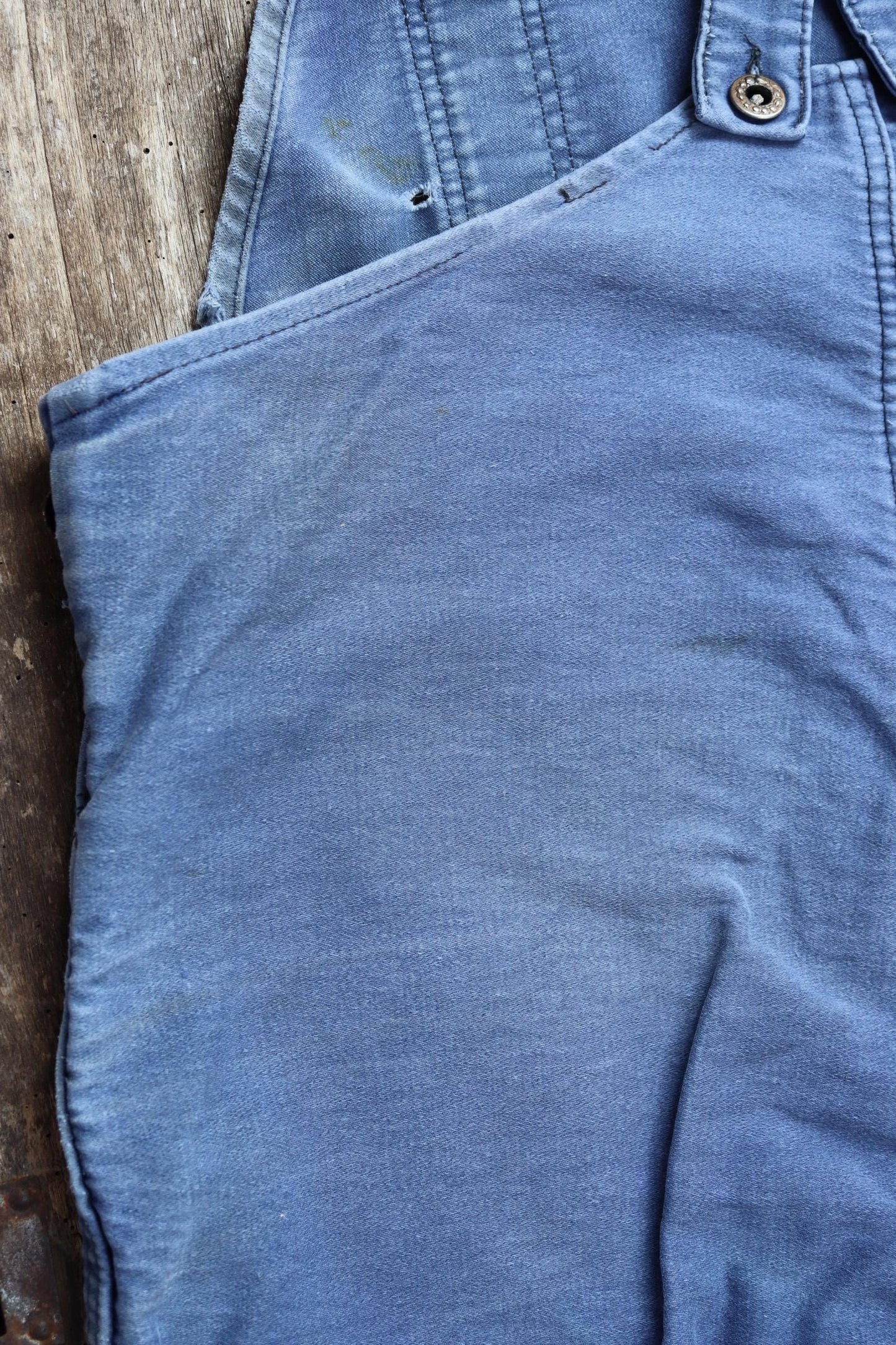 Vintage 1960s French blue moleskin dungarees - Le Mont St Michel overalls - workwear dungarees - 38” x 27”