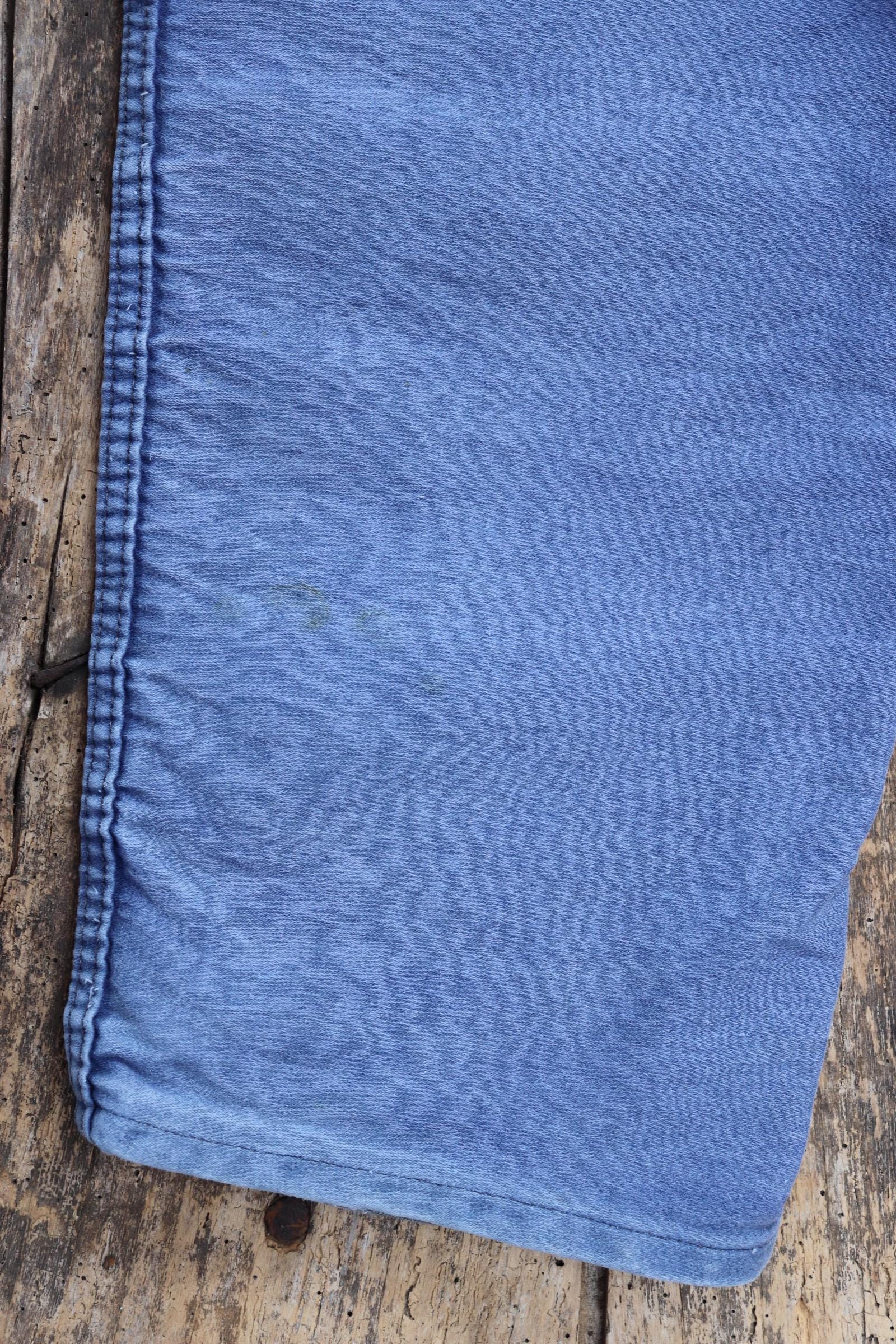 Vintage 1960s French blue moleskin dungarees - Le Mont St Michel overalls - workwear dungarees - 38” x 27”