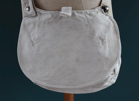Antique WW1 military bag - Swedish army musette - cotton cross body bread bag - mattornist