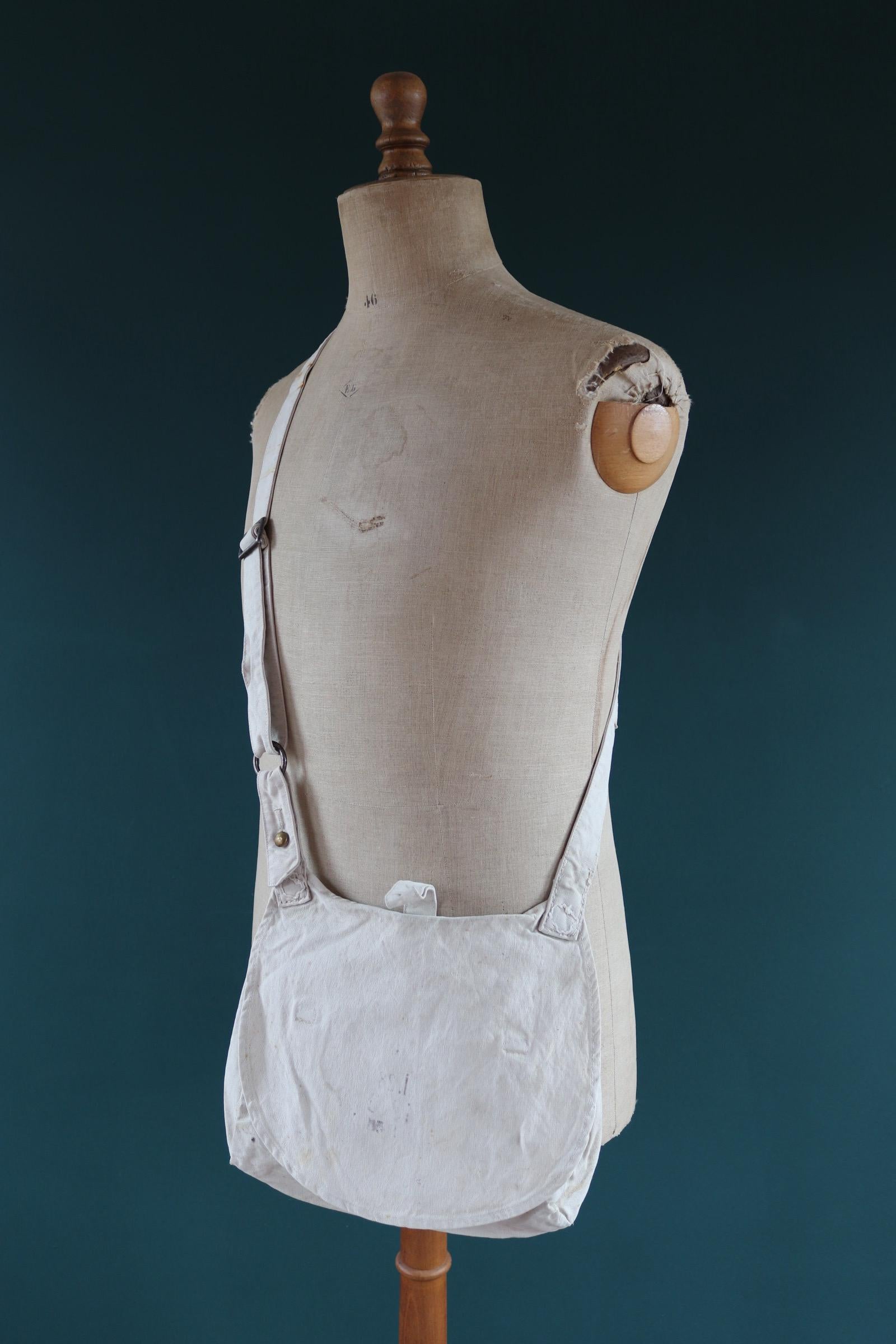 Antique WW1 military bag - Swedish army musette - cotton cross body bread bag - mattornist