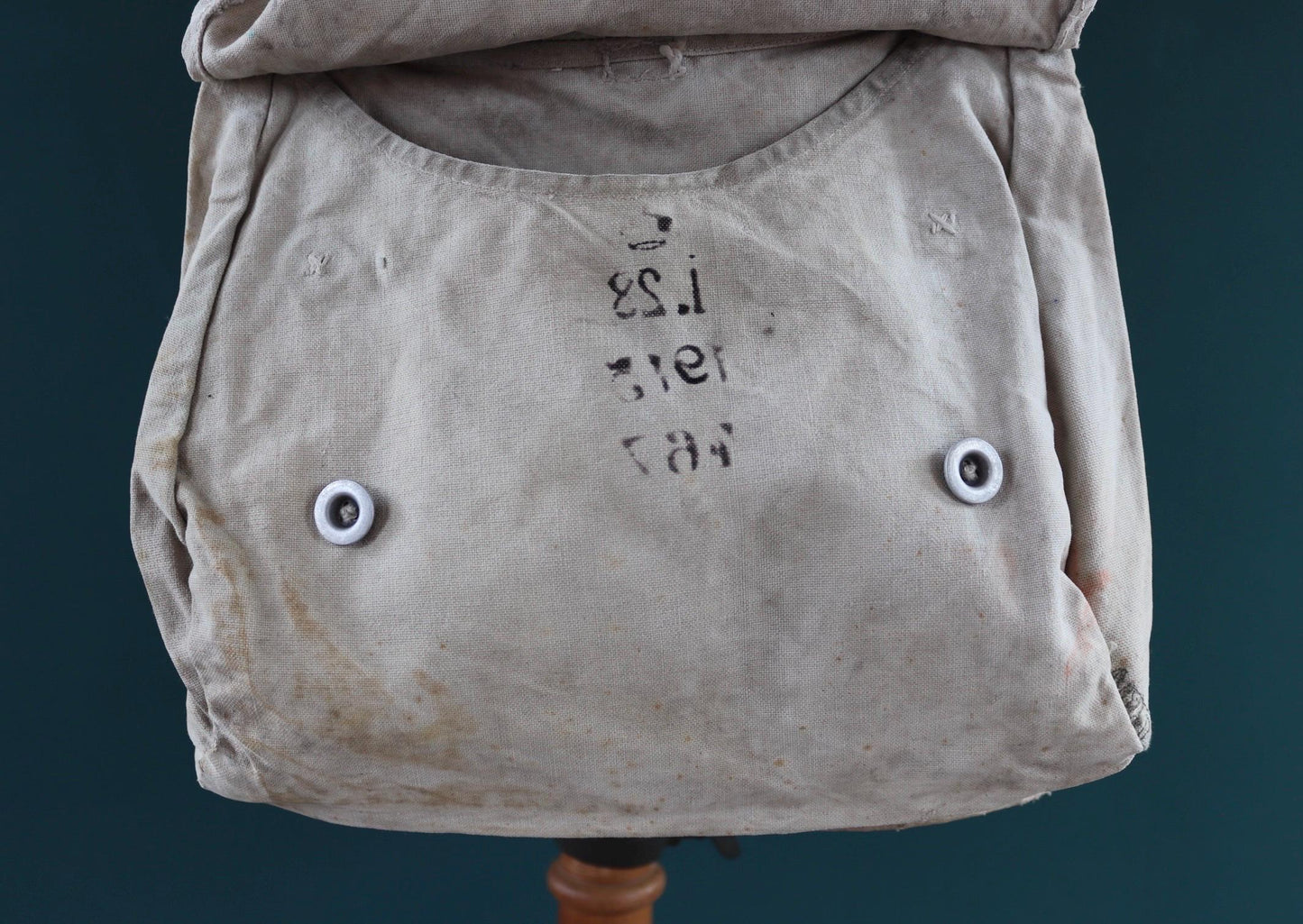 Antique WW1 military bag - Swedish army musette - cotton cross body bread bag - mattornist