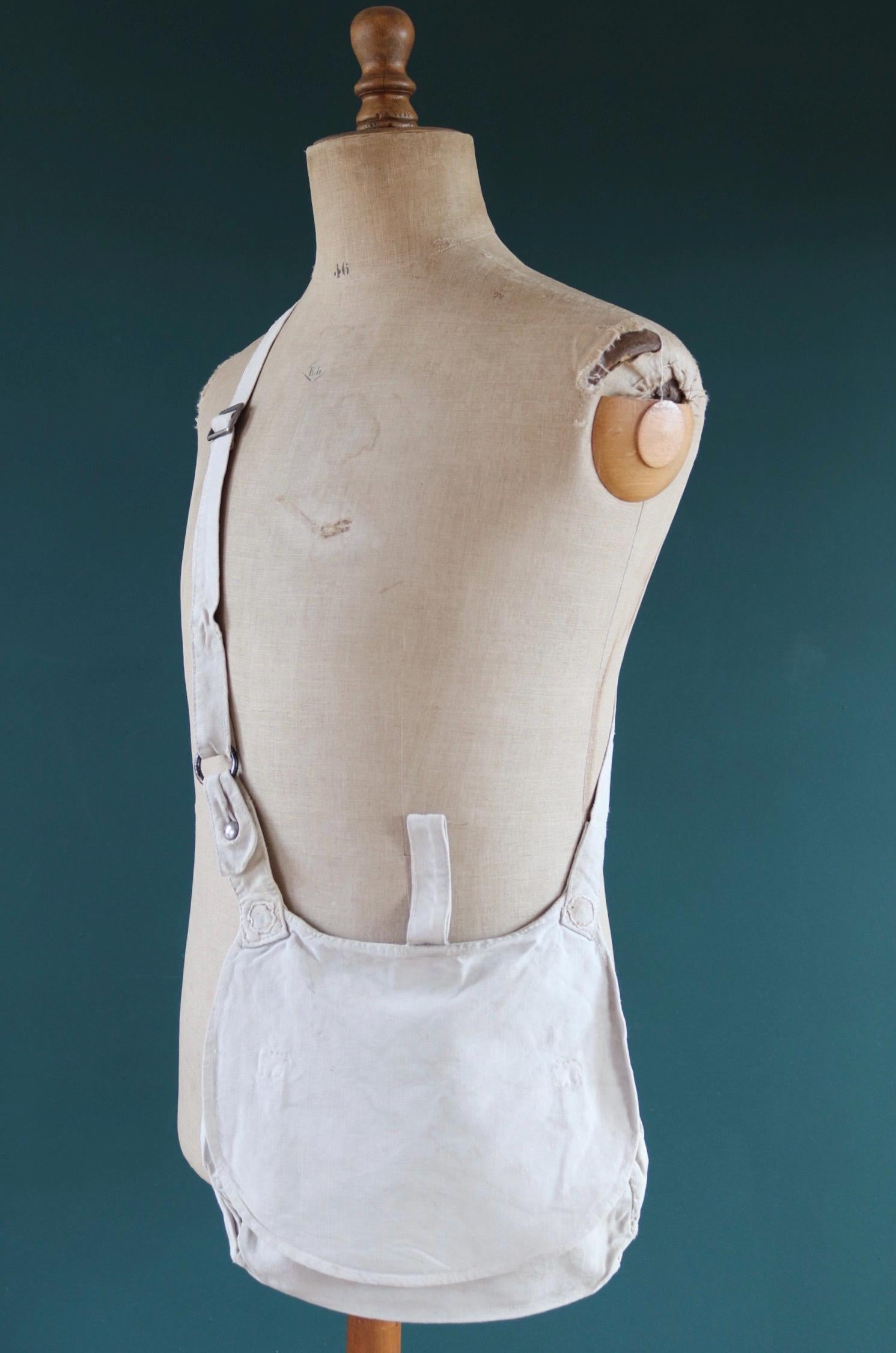 Antique WW1 military bag - Swedish army musette - cotton cross body bread bag - mattornist