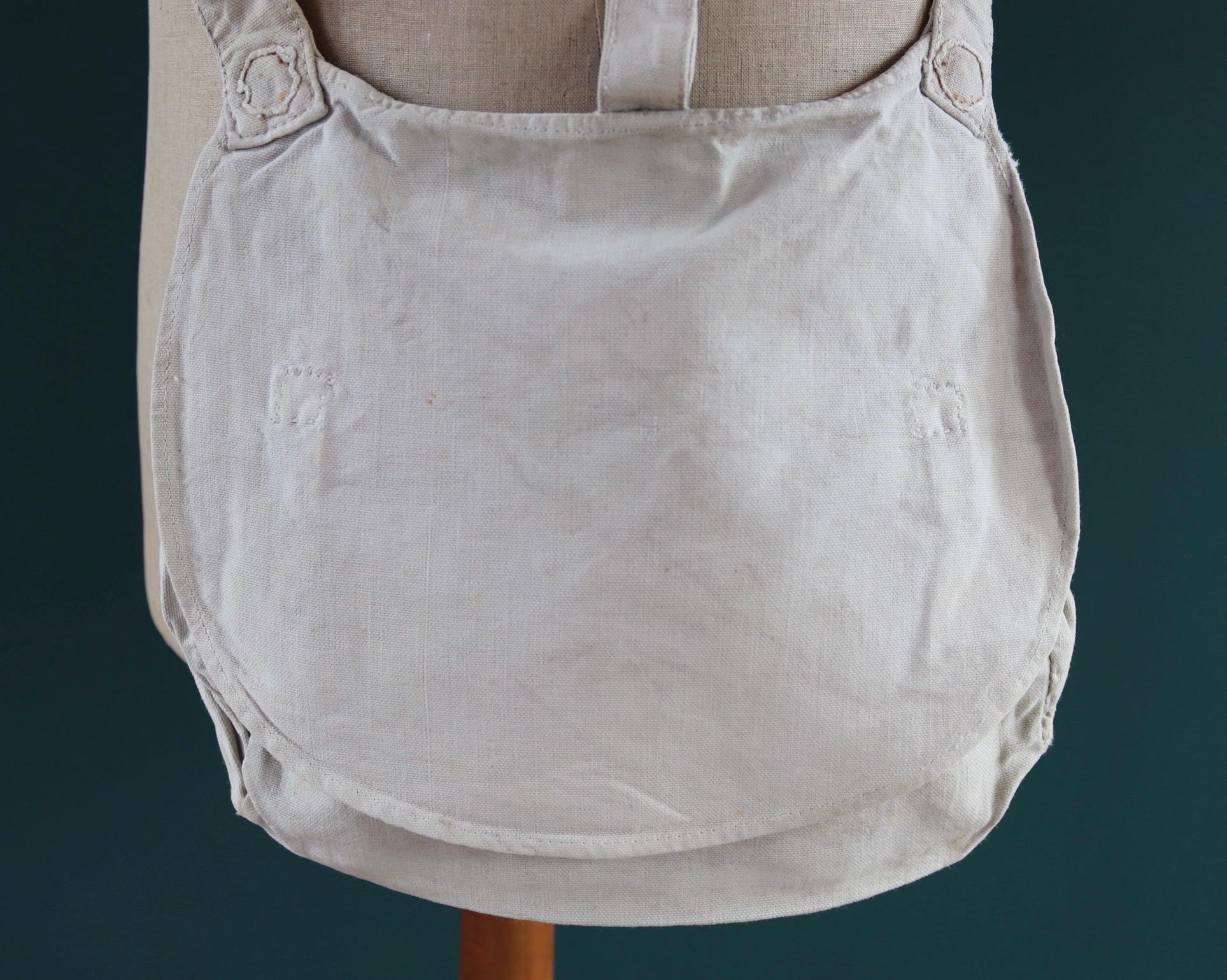 Antique WW1 military bag - Swedish army musette - cotton cross body bread bag - mattornist