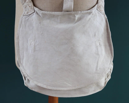 Antique WW1 military bag - Swedish army musette - cotton cross body bread bag - mattornist