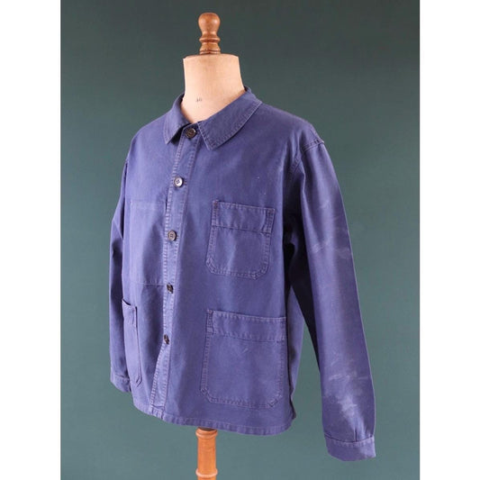 Vintage French workwear jacket - cotton twill chore coat - 50” chest