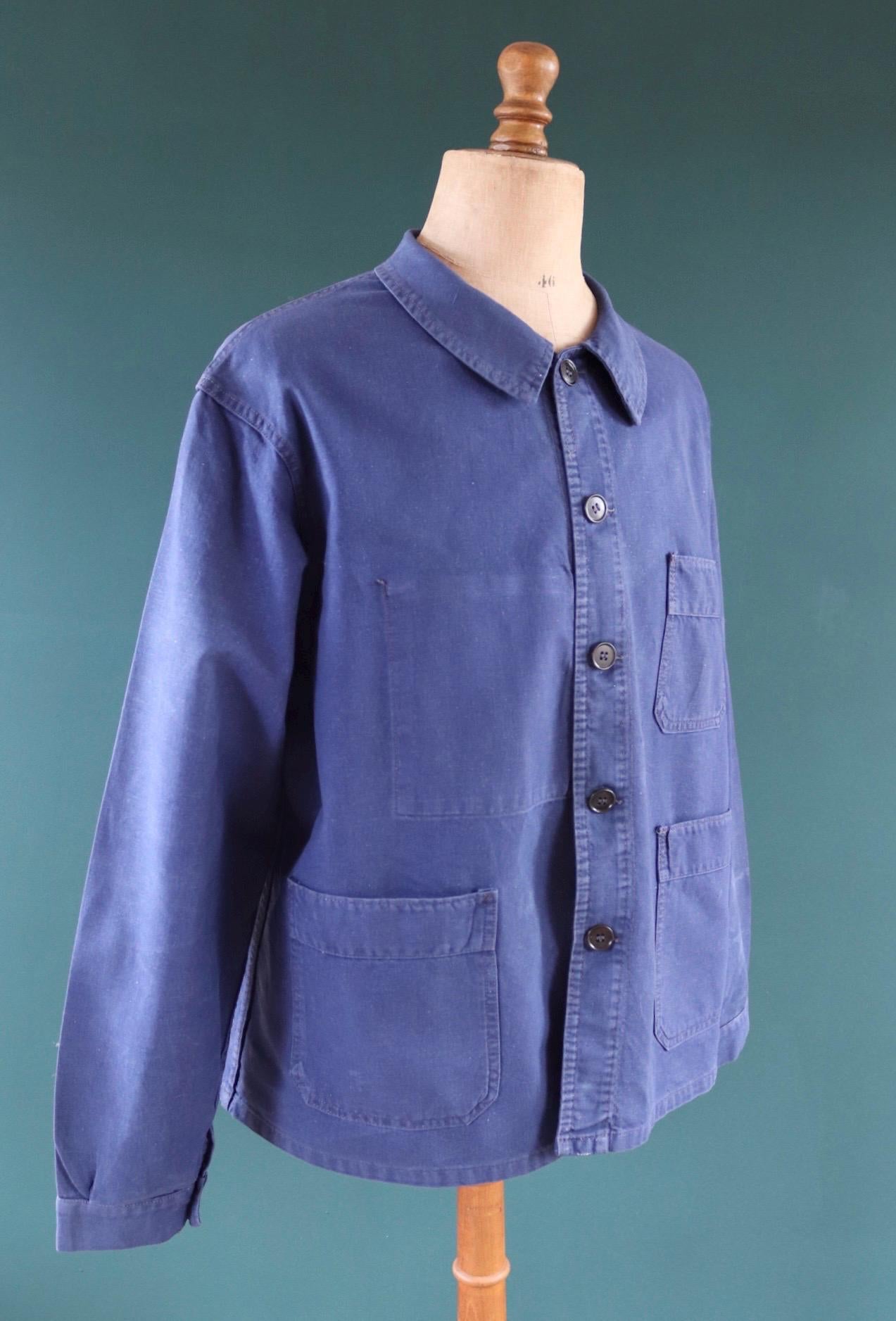 Vintage French workwear jacket - cotton twill chore coat - 50” chest