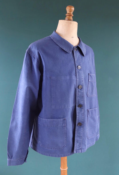Vintage French workwear jacket - cotton twill chore coat - 50” chest