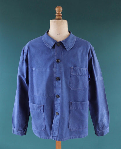 Vintage French workwear jacket - cotton twill chore coat - 50” chest