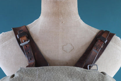 Vintage 1960s Swiss army rucksack - military backpack - salt pepper cotton canvas - for hiking and camping gear