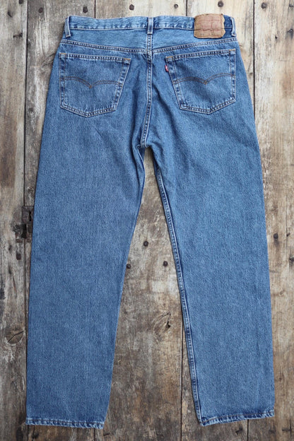 Vintage 1990s Levis 501 jeans - made in USA - blue denim workwear - 35" x 31"