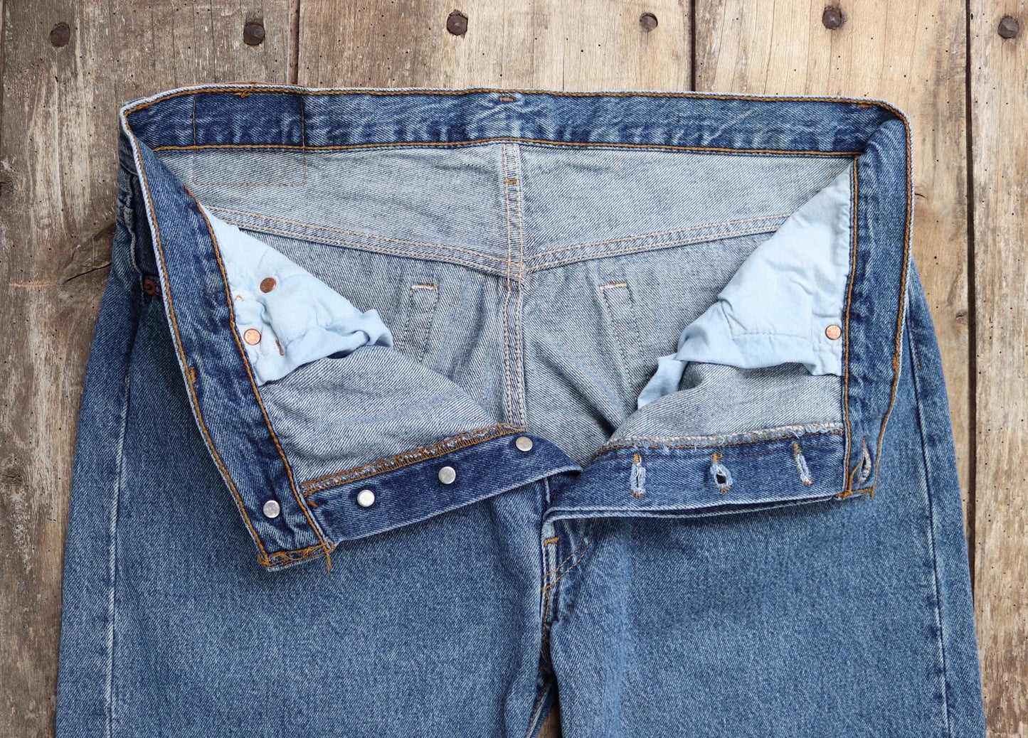 Vintage 1990s Levis 501 jeans - made in USA - blue denim workwear - 35" x 31"