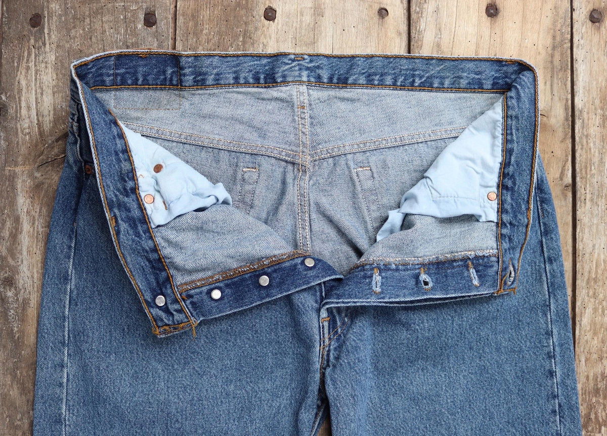 Vintage 1990s Levis 501 jeans - made in USA - blue denim workwear - 35" x 31"