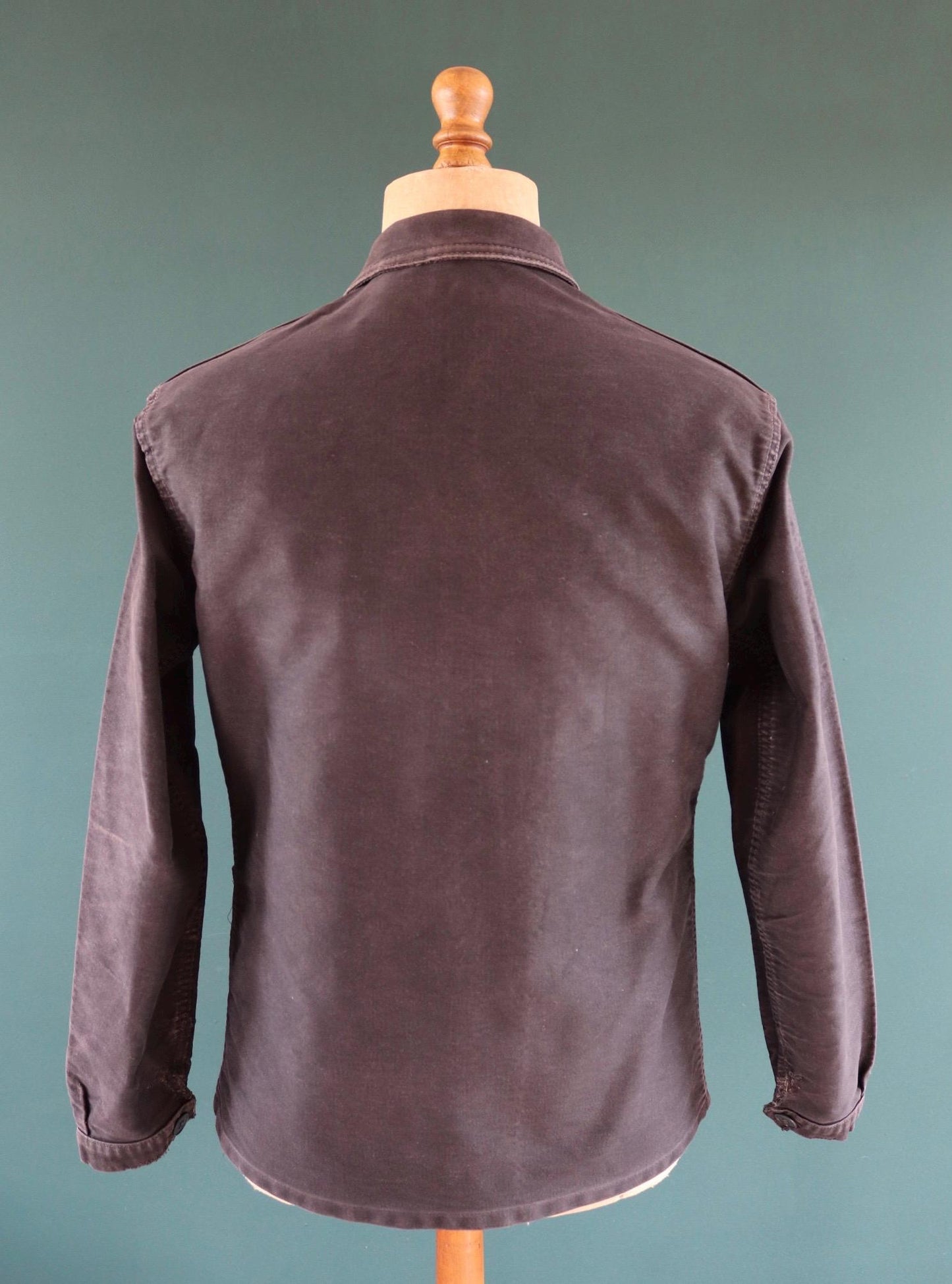 Vintage black moleskin chore jacket - Le Mont St Michel - 1940s French workwear coat - 42" chest