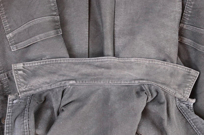 Vintage black moleskin chore jacket - Le Mont St Michel - 1940s French workwear coat - 42" chest