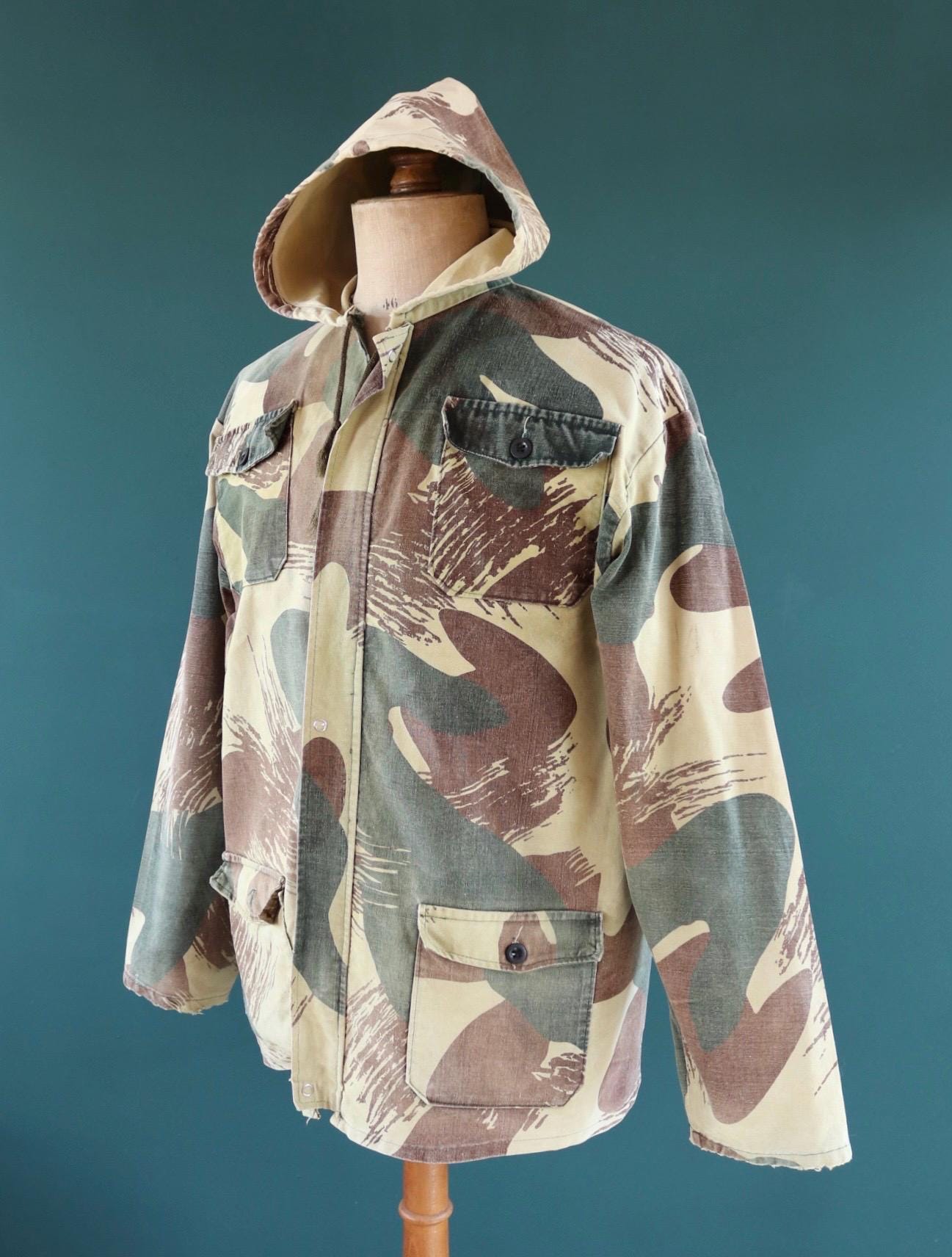 Vintage Belgian brushstroke camo jacket - military anorak - 47” chest