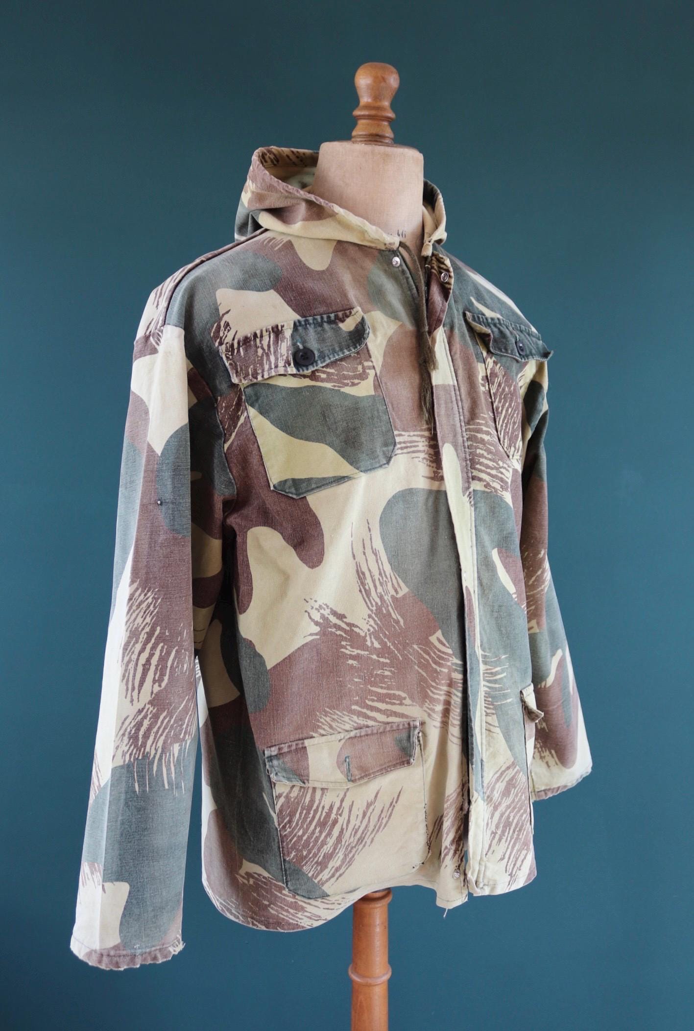 Vintage Belgian brushstroke camo jacket - military anorak - 47” chest