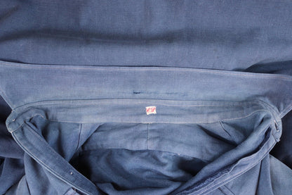 Vintage 1940s French workwear shirt - faded blue cotton - 48” chest