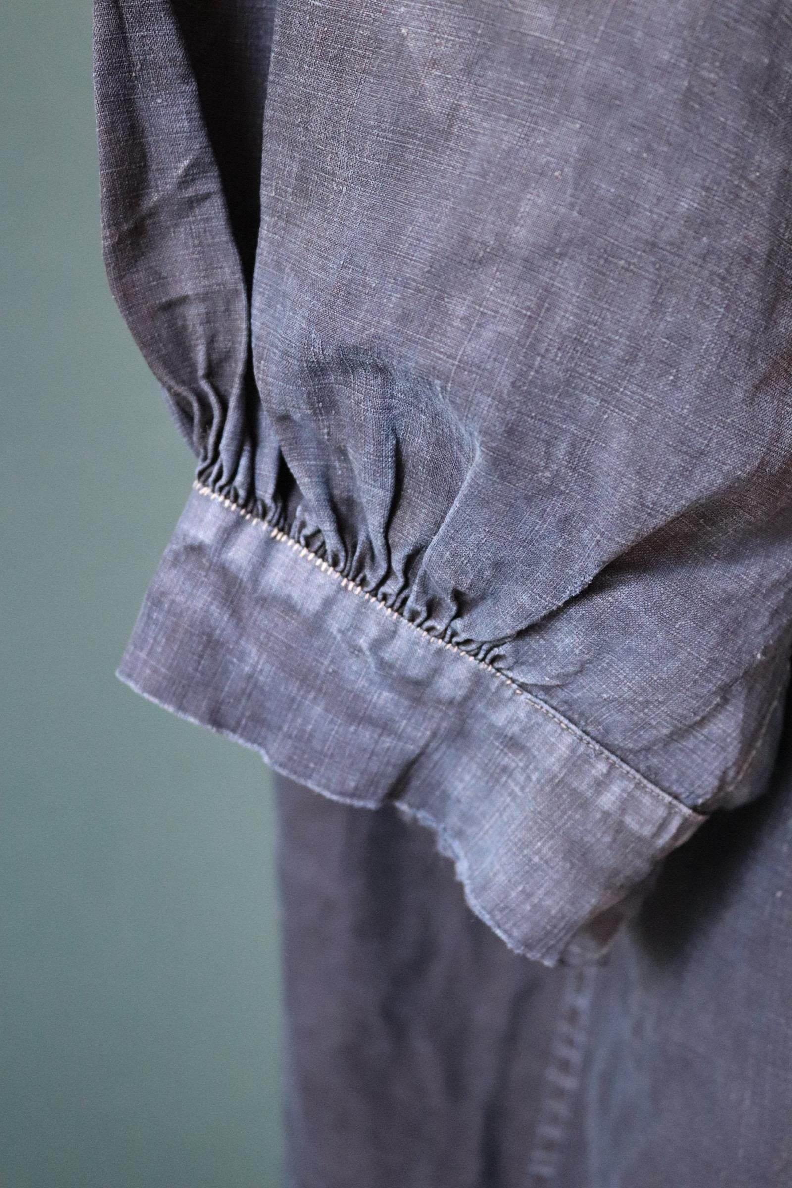 Antique 1900s French indigo biaude - linen workwear smock - 64" chest