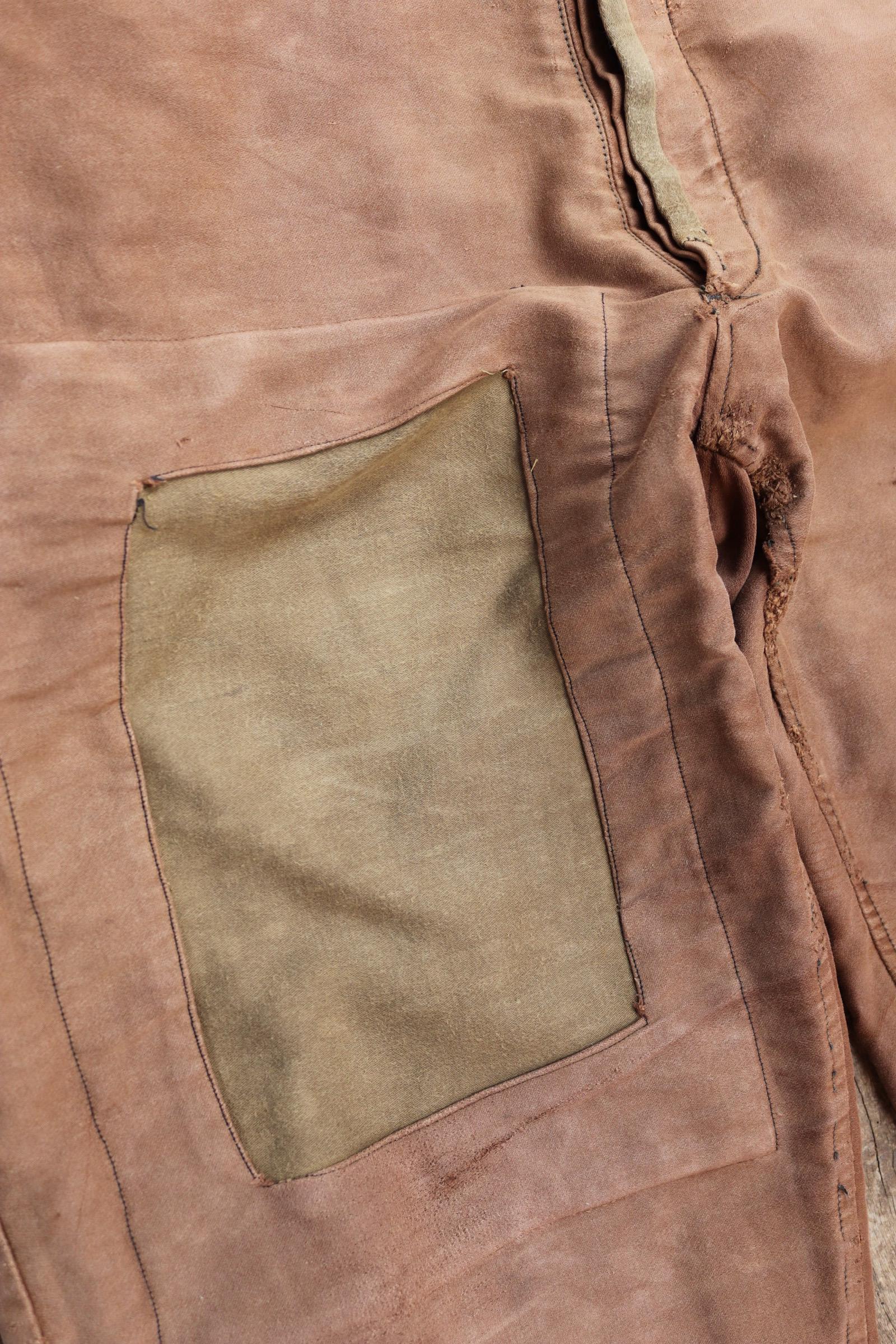 Vintage 1940s Le Mont St Michel overalls - buckle back - repaired and darned - brown moleskin - French workwear dungarees - 38 x 27”