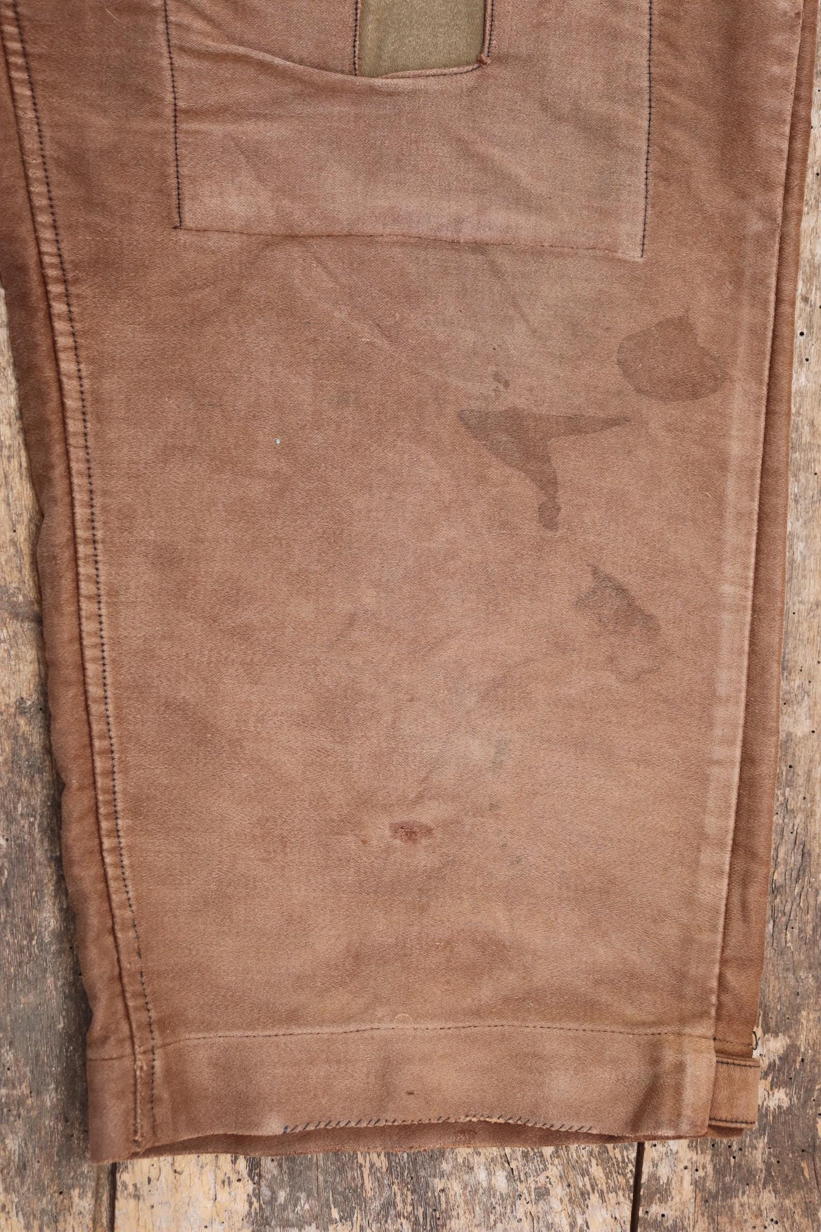 Vintage 1940s Le Mont St Michel overalls - buckle back - repaired and darned - brown moleskin - French workwear dungarees - 38 x 27”