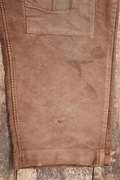 Vintage 1940s Le Mont St Michel overalls - buckle back - repaired and darned - brown moleskin - French workwear dungarees - 38 x 27”