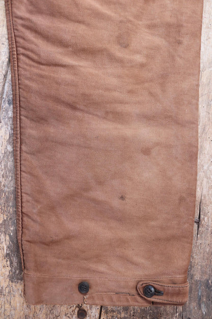 Vintage 1940s Le Mont St Michel overalls - buckle back - repaired and darned - brown moleskin - French workwear dungarees - 38 x 28”